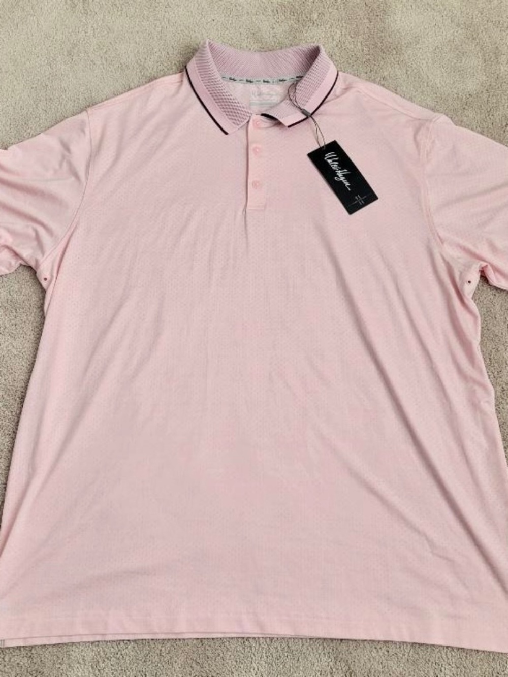 WALTER HAGEN Men's P11 Birdseye Athletic Fit Golf Polo Size XXL Pink Tulip